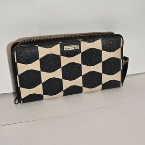 kate spade Black and Cream Geometric Zip-Around Wallet